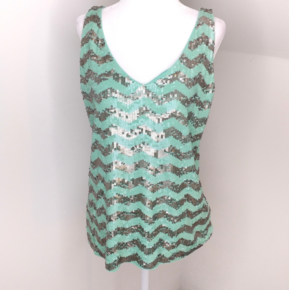 J Crew Factory chevron sequin tank top size M